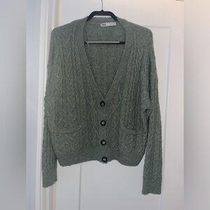 Green zara cardigan - size small